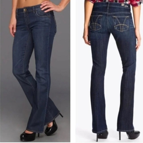 Kut from the Kloth Farrah Baby Bootcut Denim Jeans Mid Rise Dark Blue Women's 10 - Picture 1 of 10